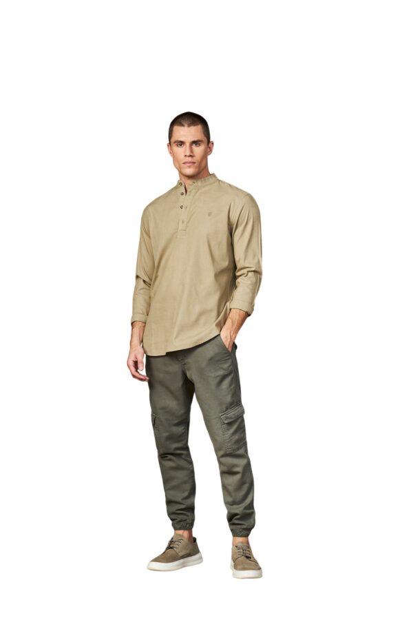 Camisa Bata Marron Gola Colar - Manga Longa