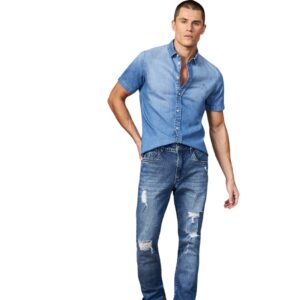Camisa Jeans Manga Curta